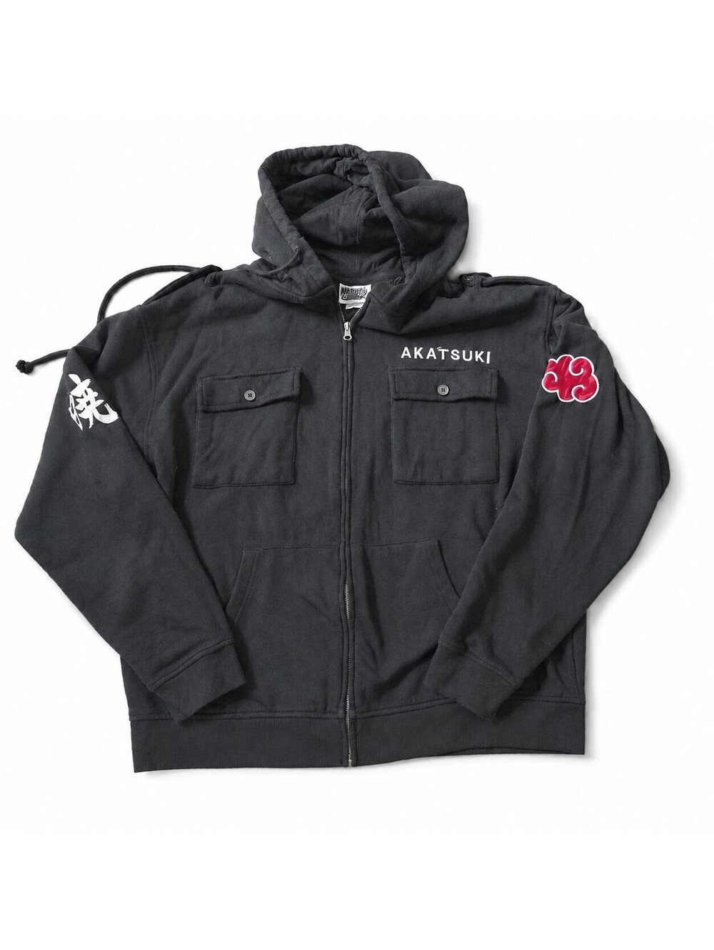 Naruto Shippuden Akatsuki Hoodie Black XL Zip-Up Sweatshirt
